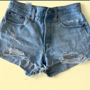 Levi's Light Blue Distressed Jean Shorts